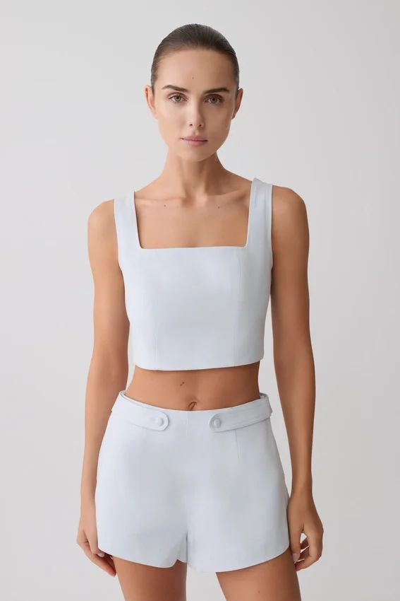 Josephine Crop Top With Open Back – Ice Blue Josephine Crop Top With Open Back – Ice Blue