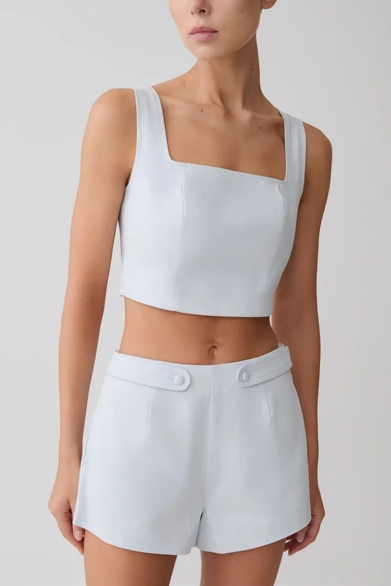 Josephine Crop Top With Open Back – Ice Blue Josephine Crop Top With Open Back – Ice Blue
