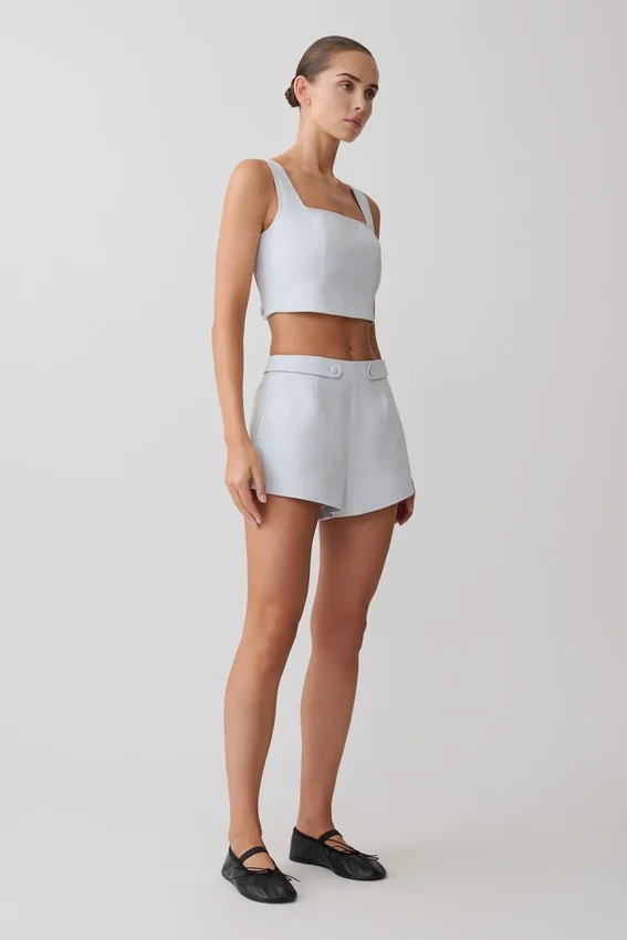 Josephine Crop Top With Open Back – Ice Blue Josephine Crop Top With Open Back – Ice Blue