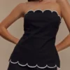 Judith Strapless Scallop Top – Black