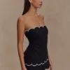 Judith Strapless Scallop Top – Black
