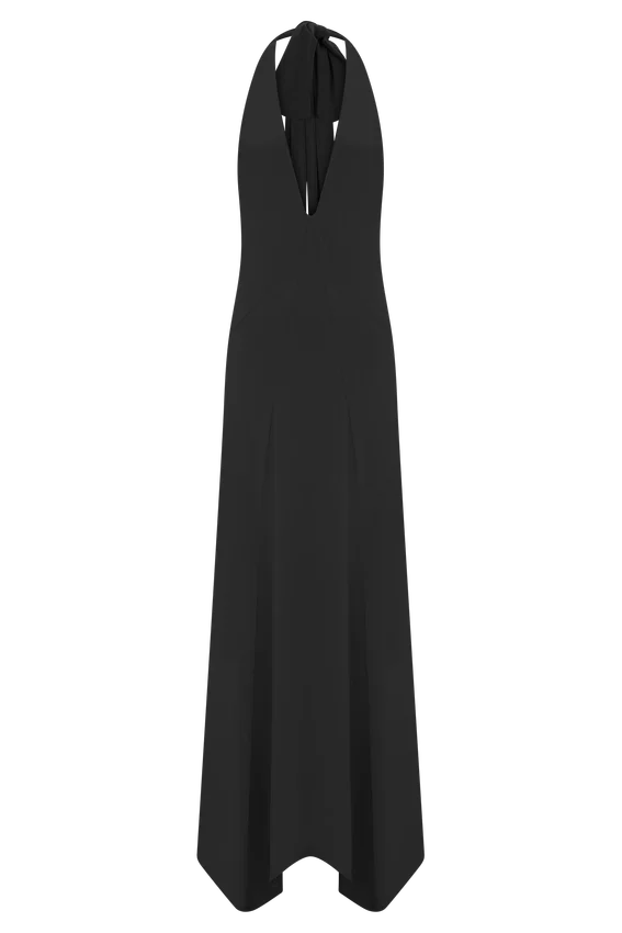 Juliet Slinky Maxi Dress With Scarf – Black Juliet Slinky Maxi Dress With Scarf – Black