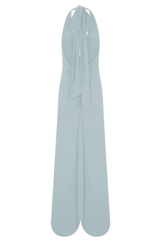 Juliet Slinky Maxi Dress With Scarf – Pale Blue Juliet Slinky Maxi Dress With Scarf – Pale Blue