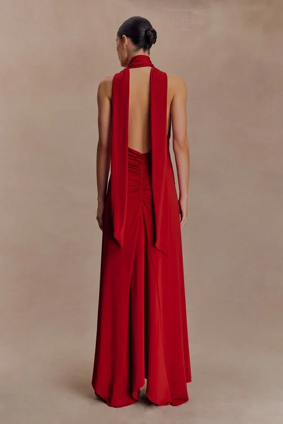 Juliet Slinky Maxi Dress With Scarf – Ruby Juliet Slinky Maxi Dress With Scarf – Ruby