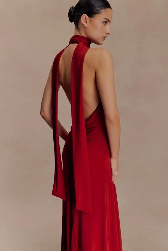 Juliet Slinky Maxi Dress With Scarf – Ruby Juliet Slinky Maxi Dress With Scarf – Ruby