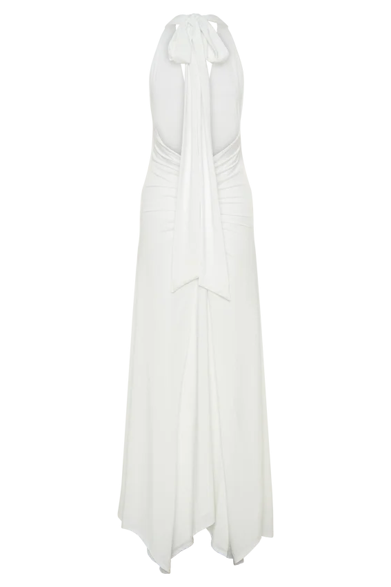 Juliet Slinky Maxi Dress With Scarf – White Juliet Slinky Maxi Dress With Scarf – White
