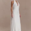 Juliet Slinky Maxi Dress With Scarf – White Juliet Slinky Maxi Dress With Scarf – White