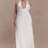 Juliet Slinky Maxi Dress With Scarf – White Juliet Slinky Maxi Dress With Scarf – White