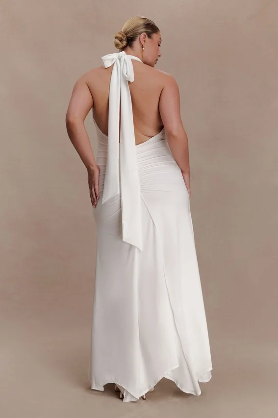 Juliet Slinky Maxi Dress With Scarf – White Juliet Slinky Maxi Dress With Scarf – White