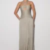 Juliette Pleated Chiffon Maxi Dress – Silver Juliette Pleated Chiffon Maxi Dress – Silver