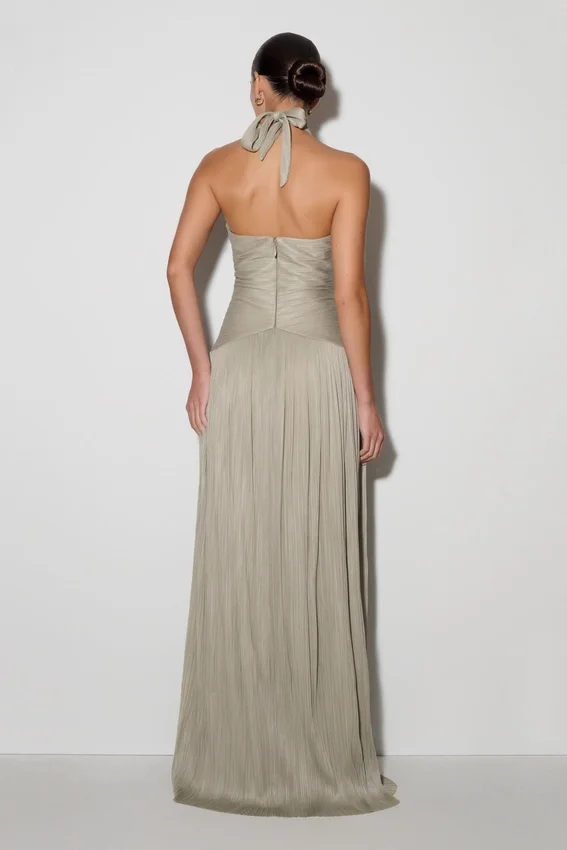 Juliette Pleated Chiffon Maxi Dress – Silver Juliette Pleated Chiffon Maxi Dress – Silver
