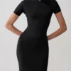Junie Cross-Over Neck Slinky Maxi Dress – Black Junie Cross-Over Neck Slinky Maxi Dress – Black