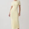 Junie Cross-Over Neck Slinky Maxi Dress – Lemon Junie Cross-Over Neck Slinky Maxi Dress – Lemon