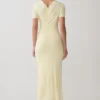 Junie Cross-Over Neck Slinky Maxi Dress – Lemon Junie Cross-Over Neck Slinky Maxi Dress – Lemon