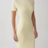 Junie Cross-Over Neck Slinky Maxi Dress – Lemon Junie Cross-Over Neck Slinky Maxi Dress – Lemon