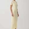 Junie Cross-Over Neck Slinky Maxi Dress – Lemon Junie Cross-Over Neck Slinky Maxi Dress – Lemon