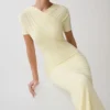 Junie Cross-Over Neck Slinky Maxi Dress – Lemon Junie Cross-Over Neck Slinky Maxi Dress – Lemon