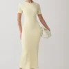 Junie Cross-Over Neck Slinky Maxi Dress – Lemon Junie Cross-Over Neck Slinky Maxi Dress – Lemon