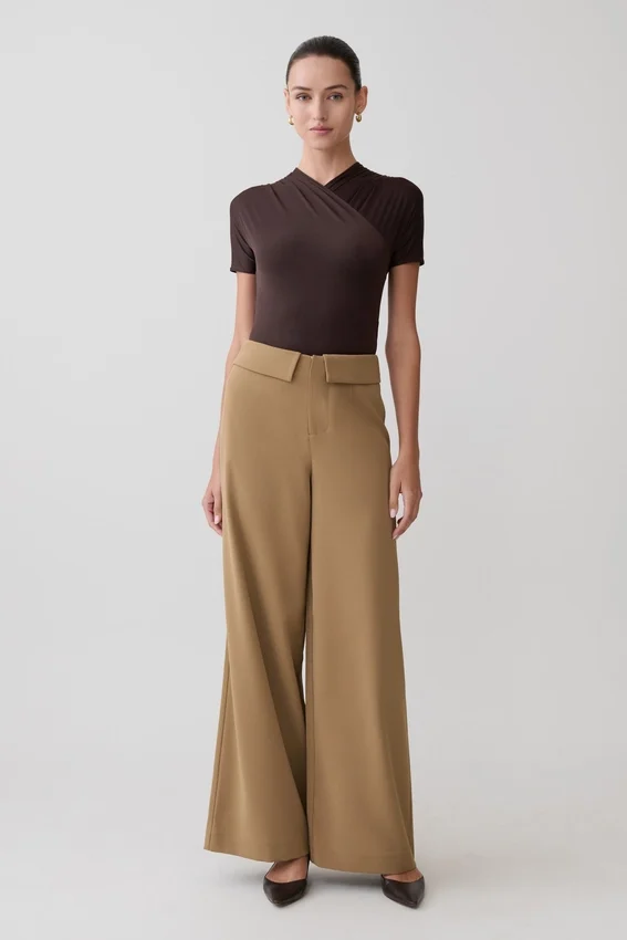 Junie Shortsleeve Cross-Over Bodysuit – Chocolate Junie Shortsleeve Cross-Over Bodysuit – Chocolate