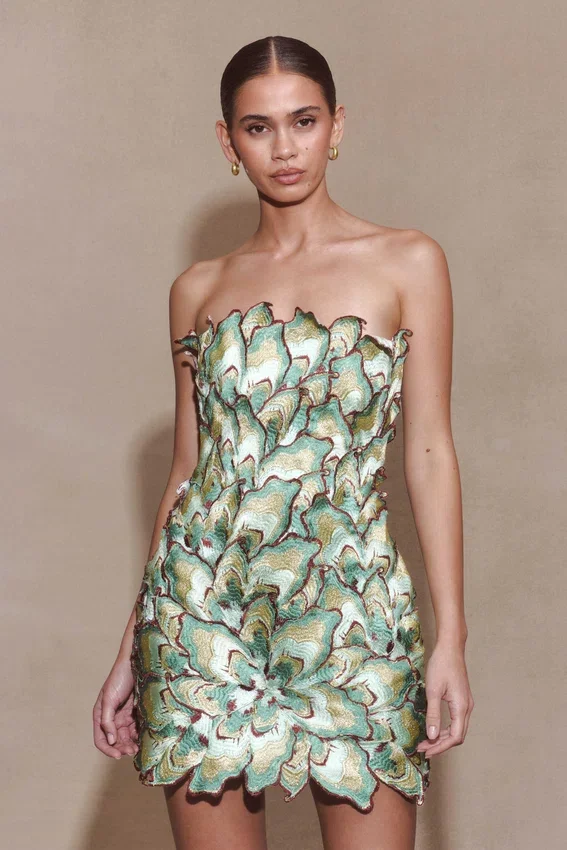 Juniper Hand Embroidered Floral Mini Dress – Gold/Teal Juniper Hand Embroidered Floral Mini Dress – Gold/Teal