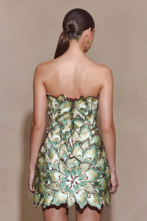 Juniper Hand Embroidered Floral Mini Dress – Gold/Teal Juniper Hand Embroidered Floral Mini Dress – Gold/Teal