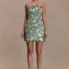 Juniper Hand Embroidered Floral Mini Dress – Gold/Teal Juniper Hand Embroidered Floral Mini Dress – Gold/Teal