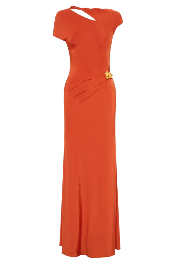 Kaida Slinky Maxi Dress With Hardware – Burnt Orange Kaida Slinky Maxi Dress With Hardware – Burnt Orange