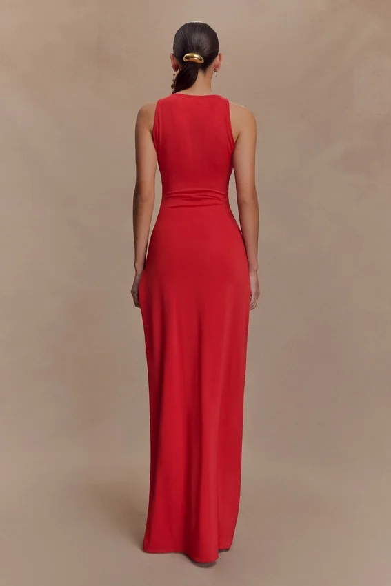 Kaiden Slinky Beaded Maxi Dress – Desert Red Kaiden Slinky Beaded Maxi Dress – Desert Red