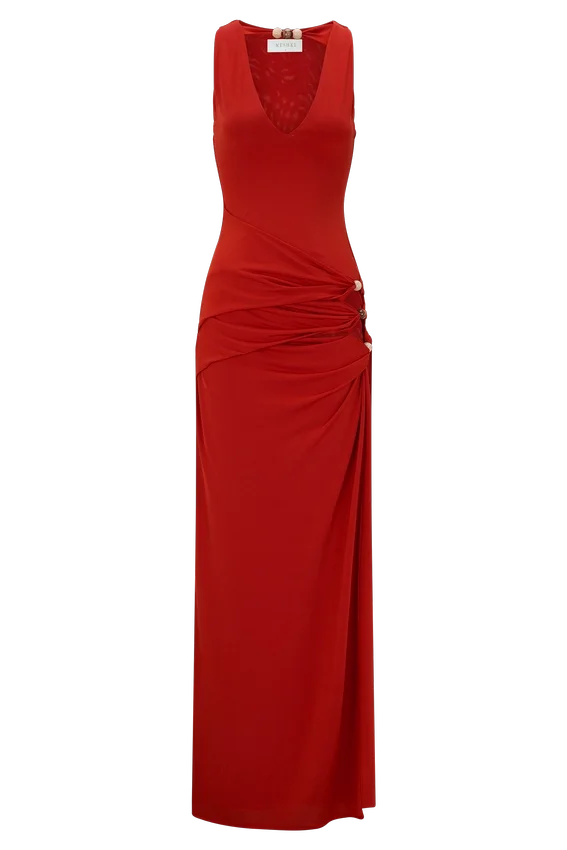 Kaiden Slinky Beaded Maxi Dress – Desert Red Kaiden Slinky Beaded Maxi Dress – Desert Red