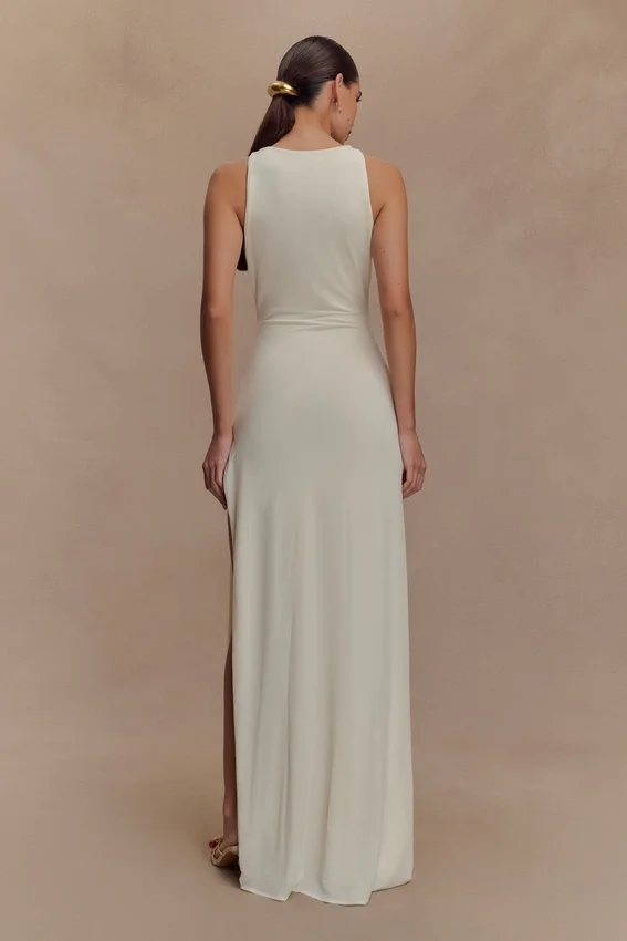 Kaiden Slinky Beaded Maxi Dress – Ivory Kaiden Slinky Beaded Maxi Dress – Ivory
