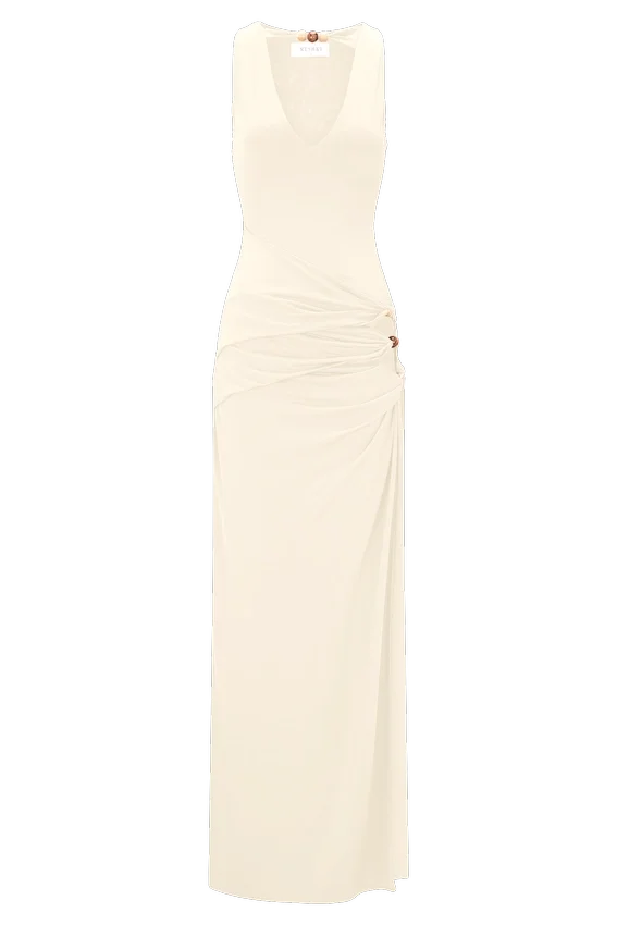 Kaiden Slinky Beaded Maxi Dress – Ivory Kaiden Slinky Beaded Maxi Dress – Ivory