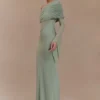 Kaitlin One Shoulder Slinky And Mesh Maxi Dress – Basil Kaitlin One Shoulder Slinky And Mesh Maxi Dress – Basil