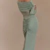 Kaitlin One Shoulder Slinky And Mesh Maxi Dress – Basil Kaitlin One Shoulder Slinky And Mesh Maxi Dress – Basil