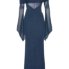 Kaitlin One Shoulder Slinky And Mesh Maxi Dress – Midnight Blue Kaitlin One Shoulder Slinky And Mesh Maxi Dress – Midnight Blue