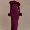 Karleigh Faux Fur Knit Maxi Dress – Plum Karleigh Faux Fur Knit Maxi Dress – Plum