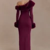 Karleigh Faux Fur Knit Maxi Dress – Plum Karleigh Faux Fur Knit Maxi Dress – Plum