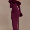 Karleigh Faux Fur Knit Maxi Dress – Plum Karleigh Faux Fur Knit Maxi Dress – Plum