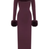 Karleigh Faux Fur Knit Maxi Dress – Plum Karleigh Faux Fur Knit Maxi Dress – Plum