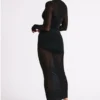 Kate Mesh And Nylon Maxi Dress – Black