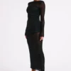 Kate Mesh And Nylon Maxi Dress – Black