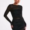 Kate Mesh And Nylon Maxi Dress – Black