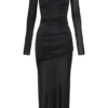Kate Mesh And Nylon Maxi Dress – Black