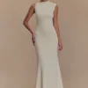 Katerina Scuba Jersey Cut Out Maxi Dress – Ivory