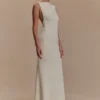 Katerina Scuba Jersey Cut Out Maxi Dress – Ivory