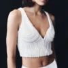 Kathia Pearl Hand Beaded Top – White