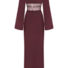 Kaya Long Sleeve Satin And Mesh Maxi Dress – Wine