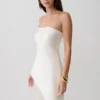 Kayla Silk Blend Strapless Asymmetric Top – Ivory