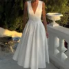 Keely Cotton Sleeveless Midi Dress – White