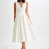 Keely Cotton Sleeveless Midi Dress – White