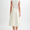 Keely Cotton Sleeveless Midi Dress – White
